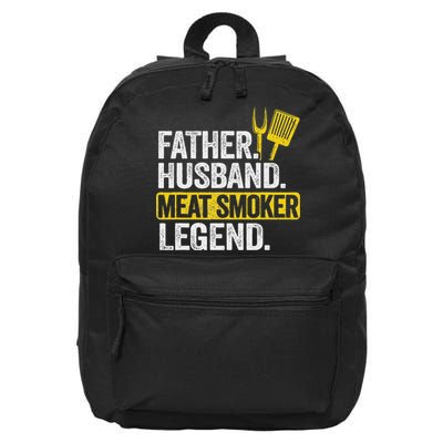 Father Husband Meat Smoker Legend Grilling Dad Meat Smoking 16 in Basic Backpack