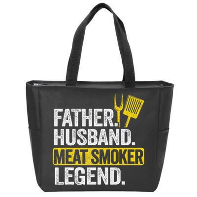 Father Husband Meat Smoker Legend Grilling Dad Meat Smoking Zip Tote Bag