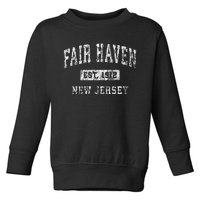 Fair Haven New Jersey Nj Vintage Established Sports Design Toddler Sweatshirt