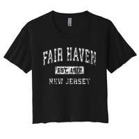 Fair Haven New Jersey Nj Vintage Established Sports Design Women's Crop Top Tee