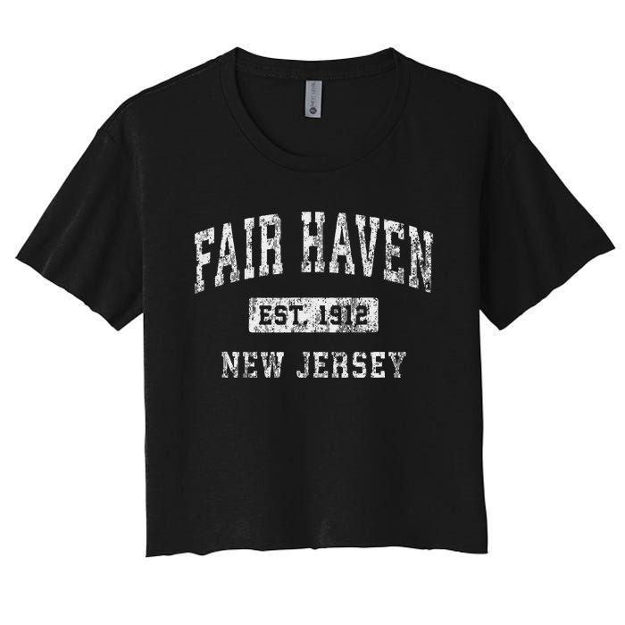 Fair Haven New Jersey Nj Vintage Established Sports Design Women's Crop Top Tee