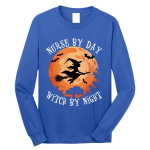 Funny Halloween Nurse By Day Witch By Night Nurse Gift Long Sleeve Shirt