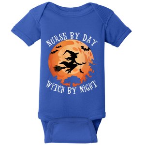 Funny Halloween Nurse By Day Witch By Night Nurse Gift Baby Bodysuit