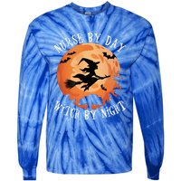 Funny Halloween Nurse By Day Witch By Night Nurse Gift Tie-Dye Long Sleeve Shirt