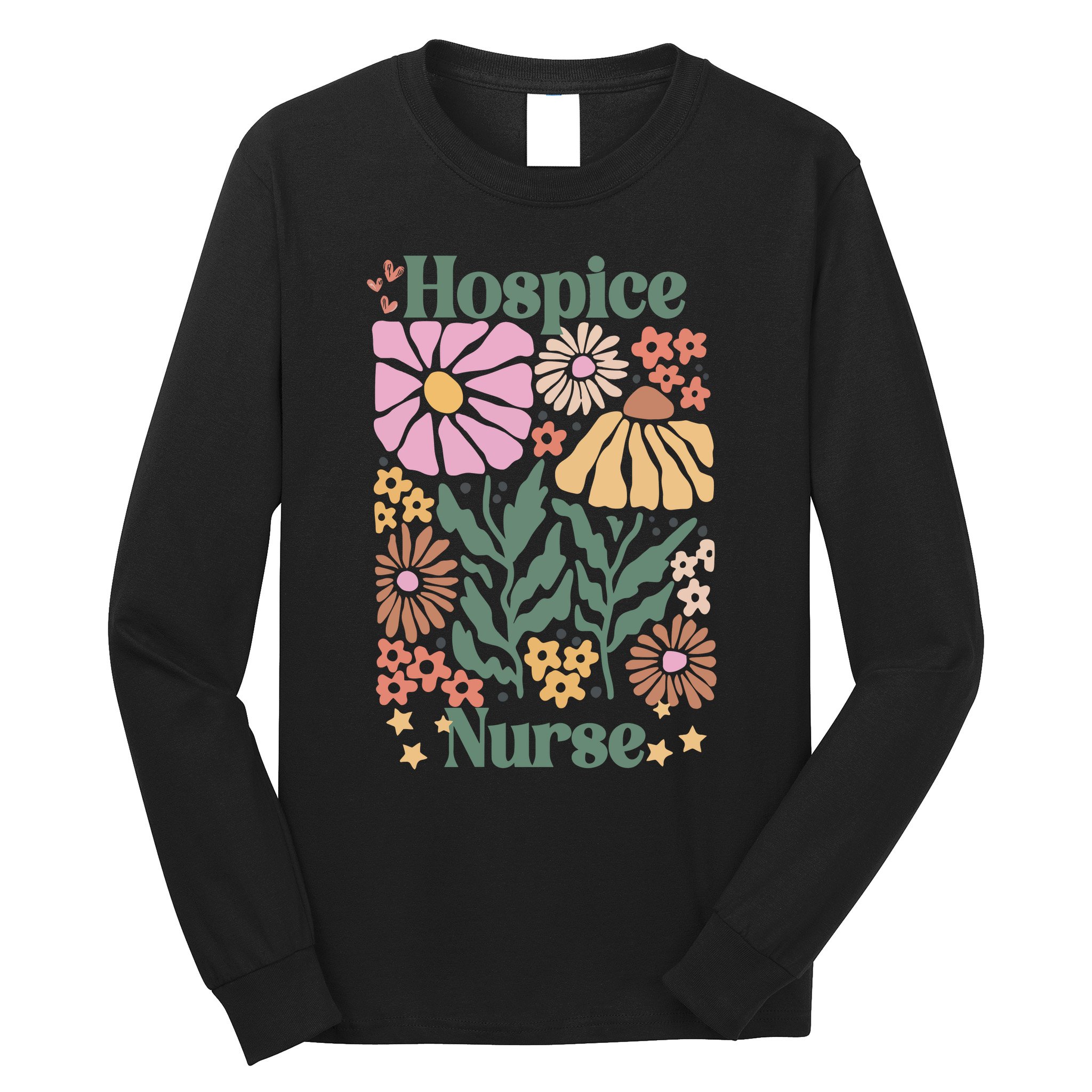 Floral Hospice Nurse Health Care Long Sleeve Shirt