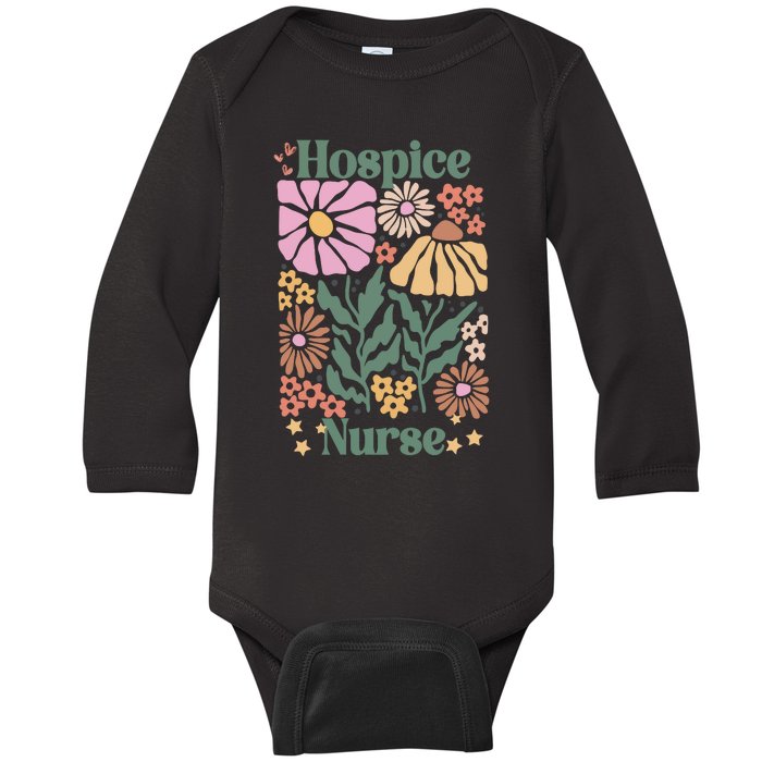 Floral Hospice Nurse Health Care Baby Long Sleeve Bodysuit