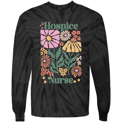 Floral Hospice Nurse Health Care Tie-Dye Long Sleeve Shirt
