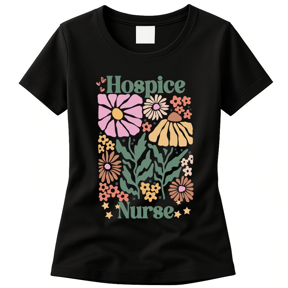 Floral Hospice Nurse Health Care Womens T-Shirt