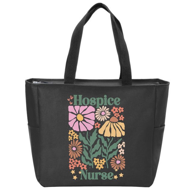 Floral Hospice Nurse Health Care Zip Tote Bag