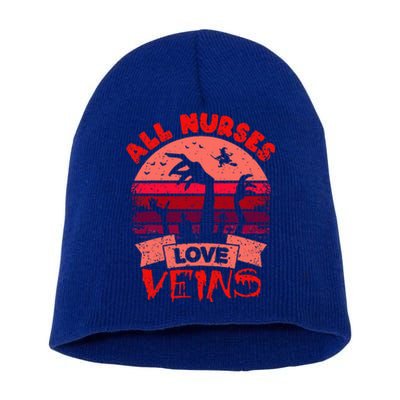 Funny Halloween Nurse All Nurses love Veins Vampire Short Acrylic Beanie