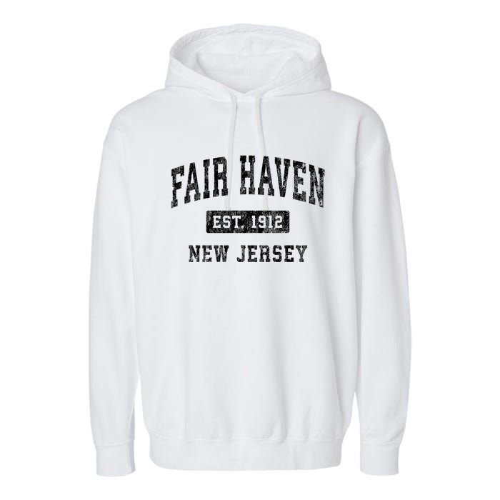 Fair Haven New Jersey Nj Vintage Established Sports Design Garment-Dyed Fleece Hoodie