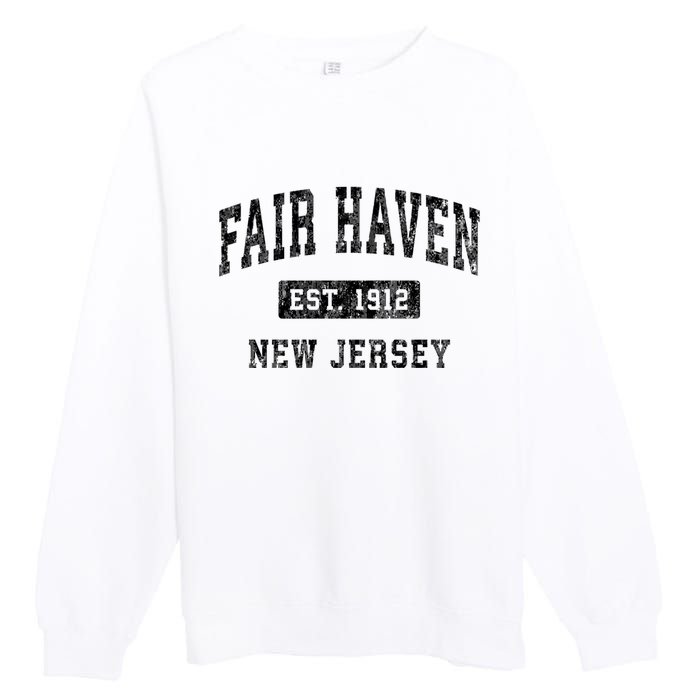 Fair Haven New Jersey Nj Vintage Established Sports Design Premium Crewneck Sweatshirt