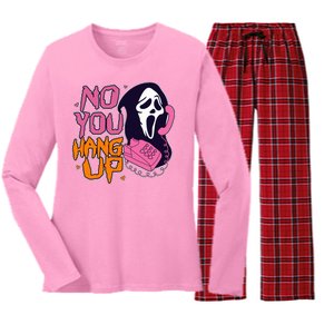 Funny Halloween No You Hang Up Scream Ghostface Mask Women's Long Sleeve Flannel Pajama Set 