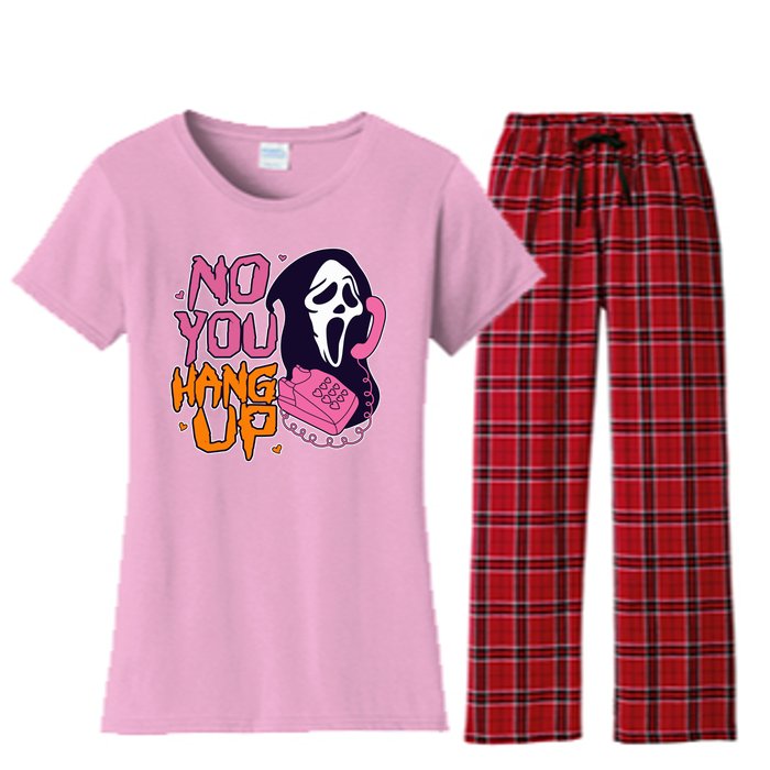 Funny Halloween No You Hang Up Scream Ghostface Mask Women's Flannel Pajama Set