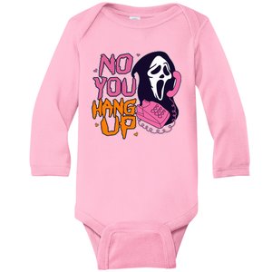 Funny Halloween No You Hang Up Scream Ghostface Mask Baby Long Sleeve Bodysuit