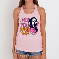 Funny Halloween No You Hang Up Scream Ghostface Mask Women's Knotted Racerback Tank