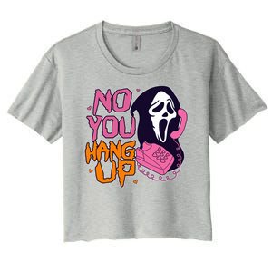 Funny Halloween No You Hang Up Scream Ghostface Mask Women's Crop Top Tee