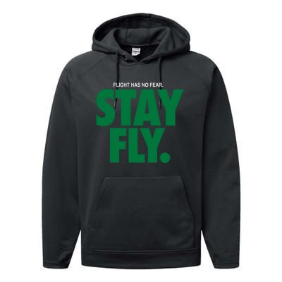 Flight Has No Fear Stay Fly Rodney Mcleod Performance Fleece Hoodie