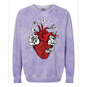 Floral Heart Nurse Cardiac Doctor Health Medical Assistant Gift Colorblast Crewneck Sweatshirt