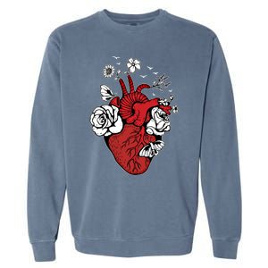 Floral Heart Nurse Cardiac Doctor Health Medical Assistant Gift Garment-Dyed Sweatshirt