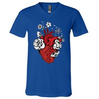 Floral Heart Nurse Cardiac Doctor Health Medical Assistant Gift V-Neck T-Shirt