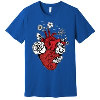 Floral Heart Nurse Cardiac Doctor Health Medical Assistant Gift Premium T-Shirt