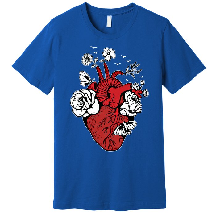 Floral Heart Nurse Cardiac Doctor Health Medical Assistant Gift Premium T-Shirt