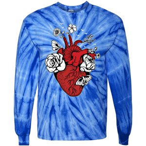 Floral Heart Nurse Cardiac Doctor Health Medical Assistant Gift Tie-Dye Long Sleeve Shirt