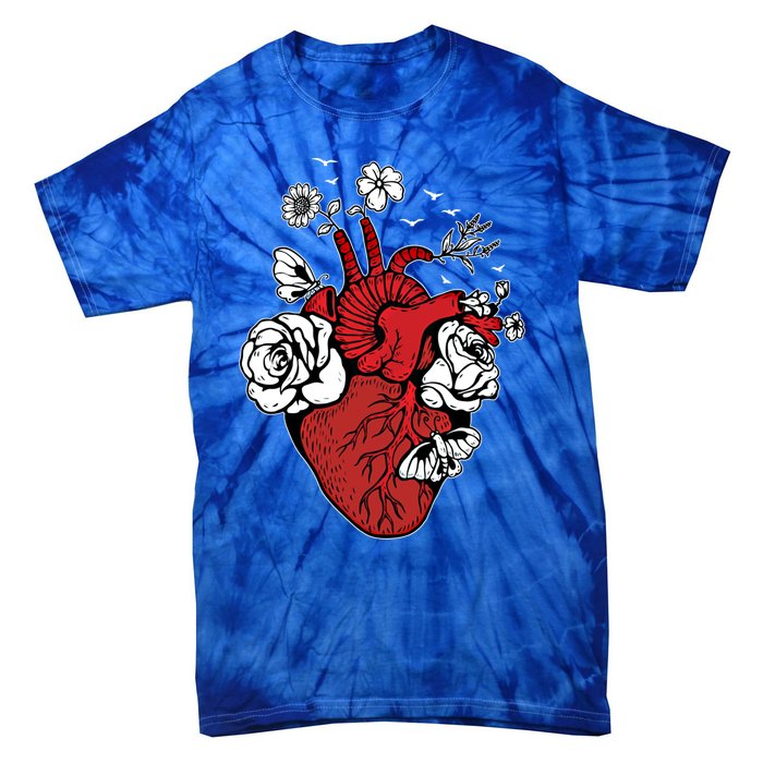 Floral Heart Nurse Cardiac Doctor Health Medical Assistant Gift Tie-Dye T-Shirt