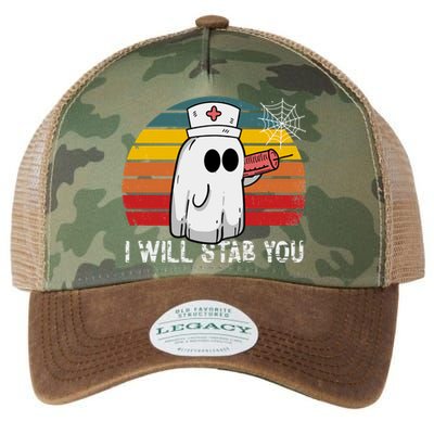 Funny Halloween Nurse Ghost I Will Stab You Retro Gift Legacy Tie Dye Trucker Hat