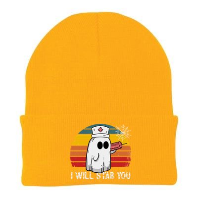 Funny Halloween Nurse Ghost I Will Stab You Retro Gift Knit Cap Winter Beanie