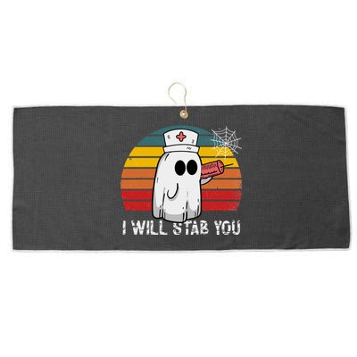 Funny Halloween Nurse Ghost I Will Stab You Retro Gift Large Microfiber Waffle Golf Towel