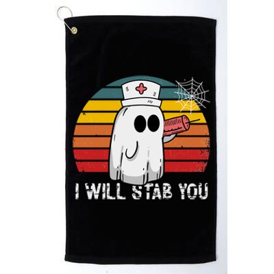 Funny Halloween Nurse Ghost I Will Stab You Retro Gift Platinum Collection Golf Towel