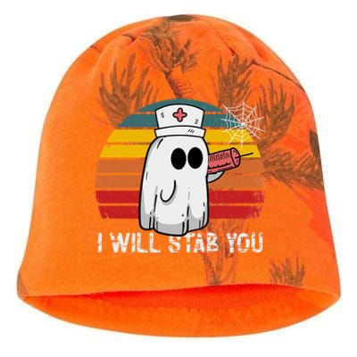 Funny Halloween Nurse Ghost I Will Stab You Retro Gift Kati - Camo Knit Beanie