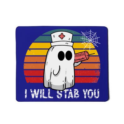 Funny Halloween Nurse Ghost I Will Stab You Retro Gift Mousepad