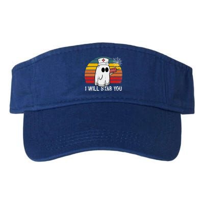 Funny Halloween Nurse Ghost I Will Stab You Retro Gift Valucap Bio-Washed Visor