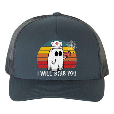 Funny Halloween Nurse Ghost I Will Stab You Retro Gift Yupoong Adult 5-Panel Trucker Hat