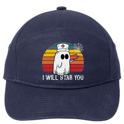 Funny Halloween Nurse Ghost I Will Stab You Retro Gift 7-Panel Snapback Hat