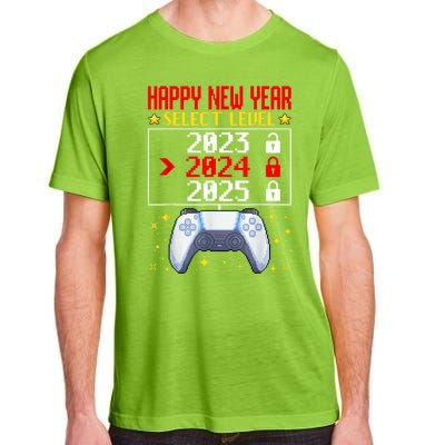 Funny Happy New Year Select Level 2024 Gaming Controller Gift Husband Boyfriend Adult ChromaSoft Performance T-Shirt