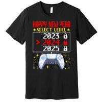 Funny Happy New Year Select Level 2024 Gaming Controller Gift Husband Boyfriend Premium T-Shirt