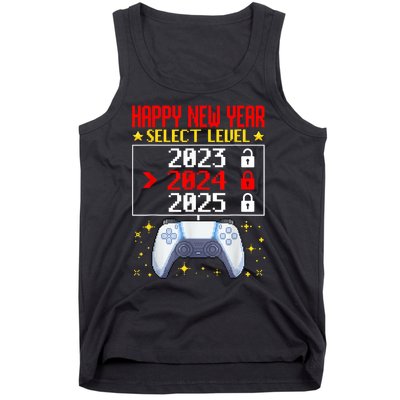 Funny Happy New Year Select Level 2024 Gaming Controller Gift Husband Boyfriend Tank Top