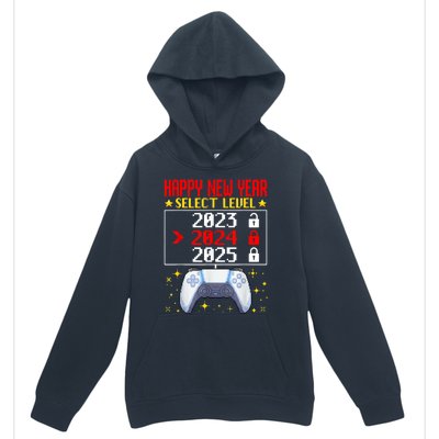 Funny Happy New Year Select Level 2024 Gaming Controller Gift Husband Boyfriend Urban Pullover Hoodie