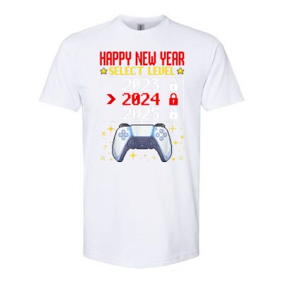 Funny Happy New Year Select Level 2024 Gaming Controller Gift Husband Boyfriend Softstyle CVC T-Shirt