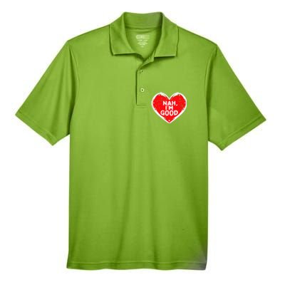 Funny Heart Nah Im Good Anti Valentines Day Single Awareness Men's Origin Performance Pique Polo