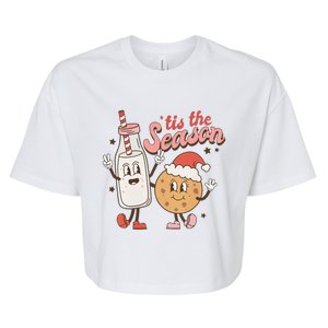 Festive Holiday Nostalgia Milk and Cookies Christmas Bella+Canvas Jersey Crop Tee