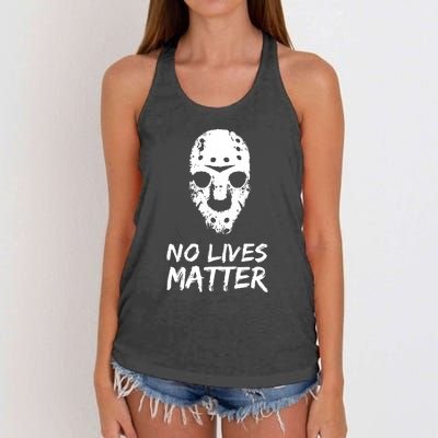 Funny Horror | No Lives Matter | Halloween | Hockey Mask Women's Knotted Racerback Tank