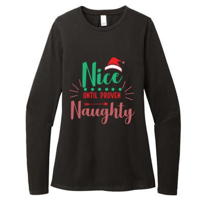 Festive Holiday Nice Until Proven Naughty Design Gift Womens CVC Long Sleeve Shirt