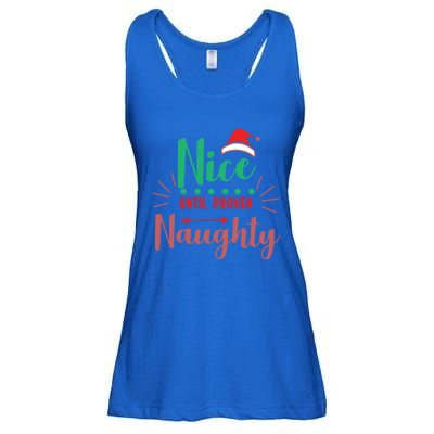 Festive Holiday Nice Until Proven Naughty Design Gift Ladies Essential Flowy Tank