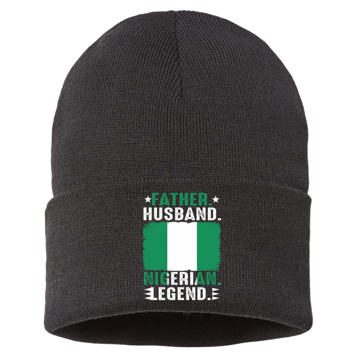 Father Husband Nigeria Father's Day Proud Dad Family Lover  Sustainable Knit Beanie