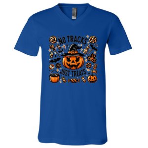 Funny Halloween No Tricks Just Treats Great Gift V-Neck T-Shirt